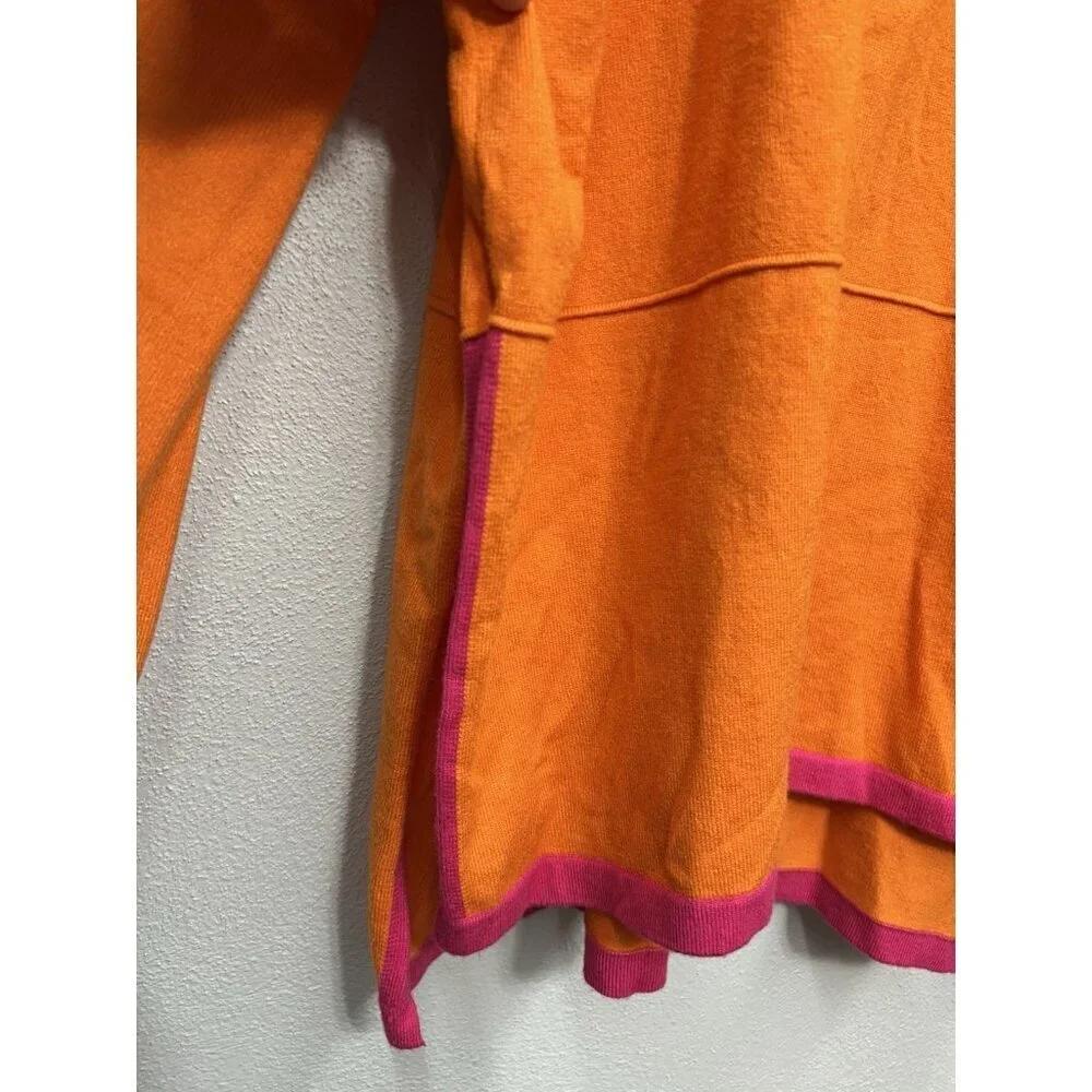 THML Turtleneck Sweater Womens XL Orange Pink Pullover Split Side Hem Soft